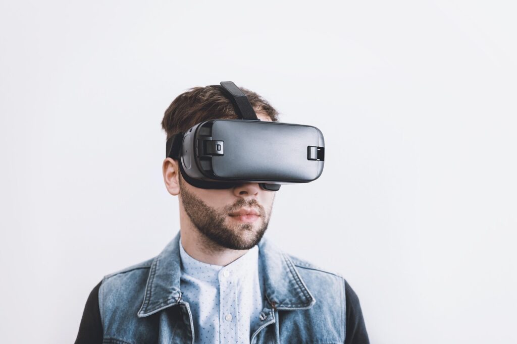 virtual, virtual reality, technology, reality, digital, 3d, headset, device, entertainment, metaverse, modern, goggles, glasses, tech, simulation, game, gadget, person, man, vision, futuristic, cyber, simulator, video